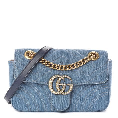 gucci gg marmont denim|gucci marmont large shoulder bag.